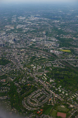 Obraz premium Fabulous panoramic view from airplane, Essen, Germany, flying airplane.