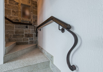 Beautiful wrought carved iron stair railing