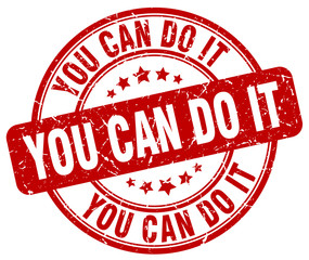you can do it red grunge round vintage rubber stamp