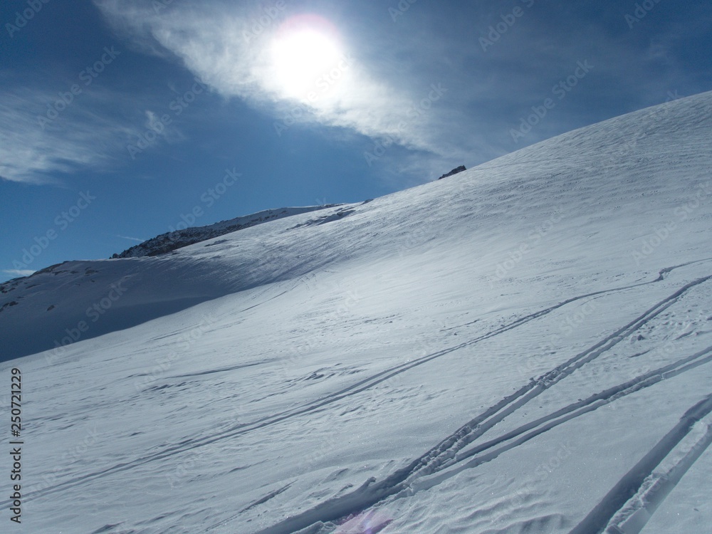 Wall mural winter skitouring adventure in granastpitzgruppe mountains in austrian alps