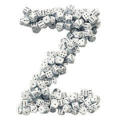 Alphabet letter Z, from gambling dice. 3D rendering