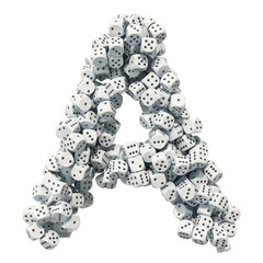 Alphabet letter A, from gambling dice. 3D rendering