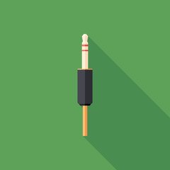 Audio connector flat square icon with long shadows.