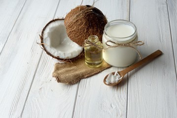  coconut on a wooden table