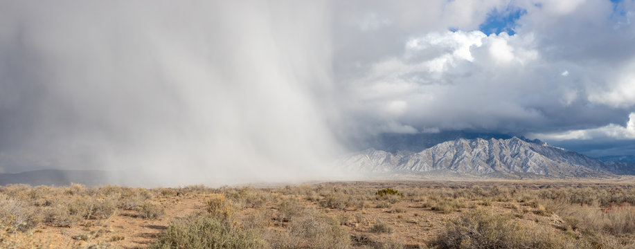 Snow squall along Sandia Mountains in central New Mexico