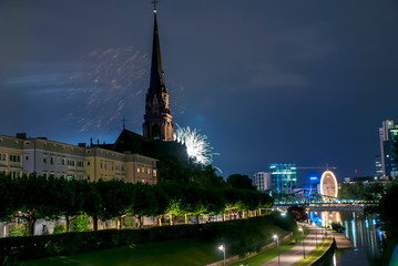 Fototapeta premium Firewors in the Lutheran parish church Dreikönigskirche, photographed in Frankfurt am Main, Germany. Picture made in 2009.