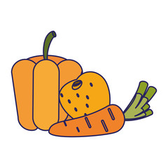 Vegetables healthy food blue lines