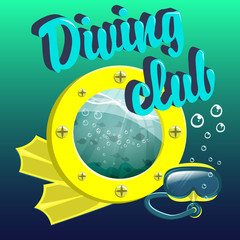Vector label of diving. Logo diving club. Scuba diving. Sea dive