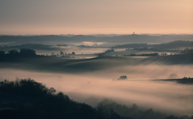 Misty morning view