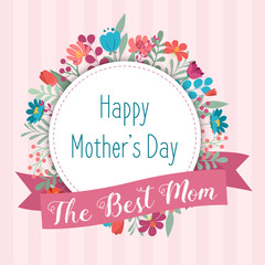 Obraz premium Mothers Day elegant invitation card template, Floral design background