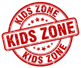 kids zone red grunge round vintage rubber stamp