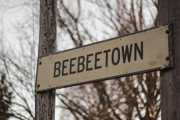 Small town Beebeetown Iowa sign