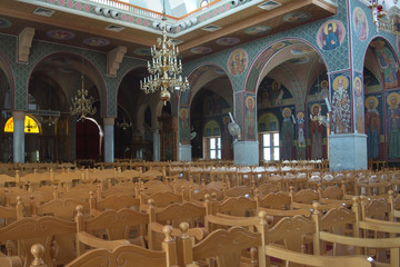 Interior of Saint George Church on Paralimni, Cyprus on June 12, 2018.