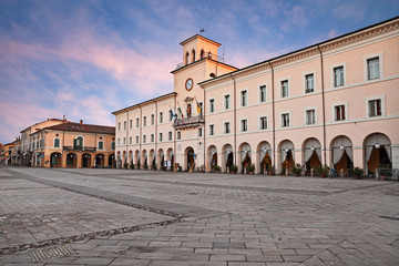 Fototapeta na wymiar Cervia, Ravenna, Emilia-Romagna, Italy: the ancient city hall in the main square of the town on the Adriatic sea coast