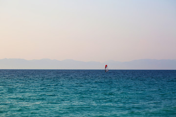 Greece, Aegean sea with waves, landscape beautiful bright photo