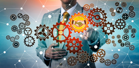 Manager Choosing Agreement Icon In Cyberspace