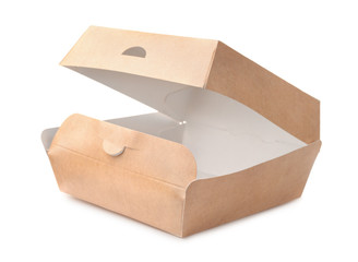 Open empty takeaway burger box