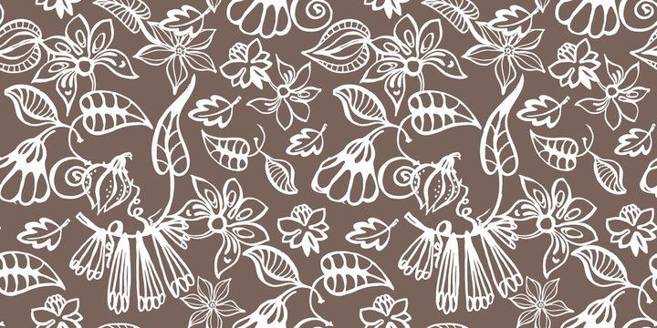 Coffee color floral pattern