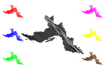 Hormozgan Province (Provinces of Iran, Islamic Republic of Iran, Persia) map vector illustration, scribble sketch Hormozgan map