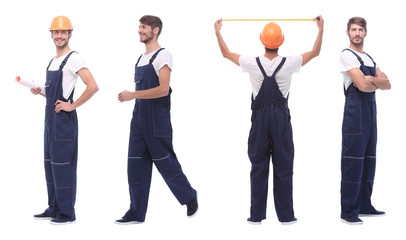 Obraz premium in full growth. male handyman isolated on white.