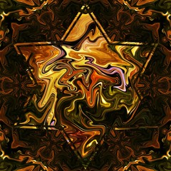 Abstract graphic painting golden background. Elite and rich pattern. Liquid gold fractal art. 