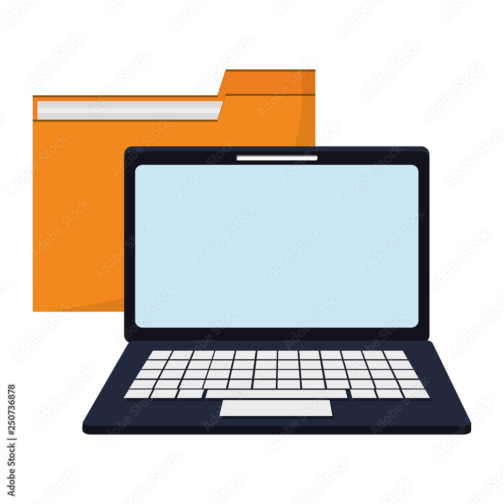 Poster laptop computer and folder symbol