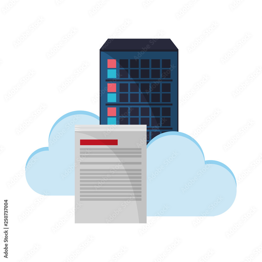 Poster database server and cloud computing symbol