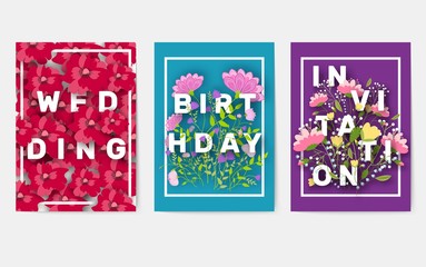 Flower theme for the design of gift flyers. The best cards for a wedding or birthday. Template for decorating of an invitation to flower shop