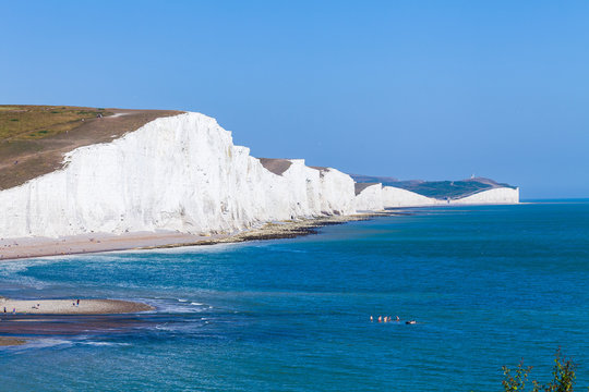 White cliffs of Dover background image. Beautiful sunny day on white cliffs of Dover in Great Britain