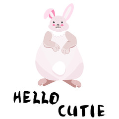 Handdrawn cartoon bunny illustration.