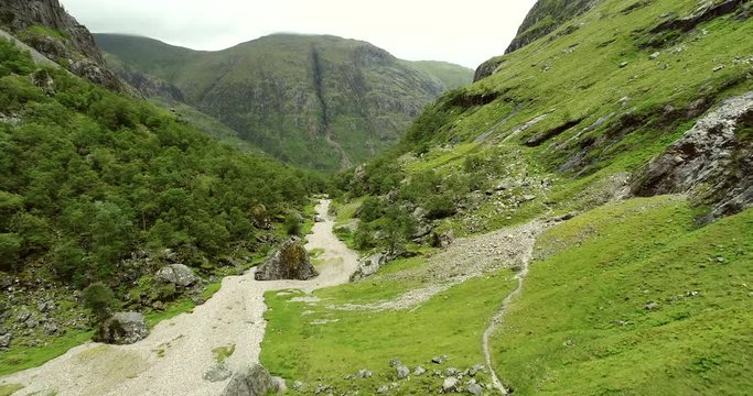 Hidden Valley (Coire Gabhail) Glen Coe Scotland aerial