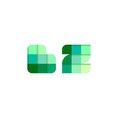 Initial Letters BZ, B, Z Pixel Brick Logo Design Inspiration in Green Color