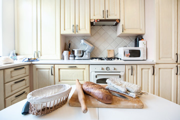 Fototapeta na wymiar home bakery in the kitchen