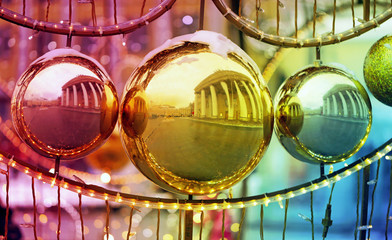 Beautiful Christmas toys on the street photographed