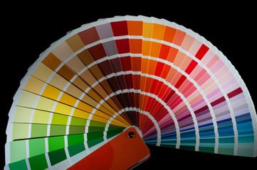 The catalog of paints with a various color palette. On a black background