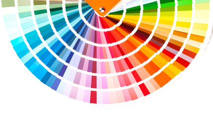 The catalog of paints with a various color palette. On a white background