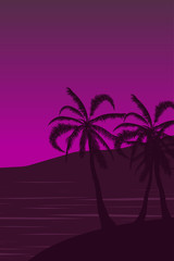 Fototapeta na wymiar Tropical landscape. Summer background. Palm trees silhouette. Vector illustration