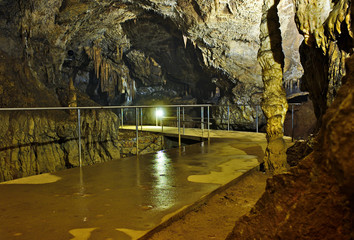 Tourist path in a dripstone cave (Aggtelek, Hungary)