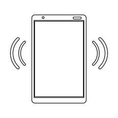 Smartphone with wifi internet signal black and white