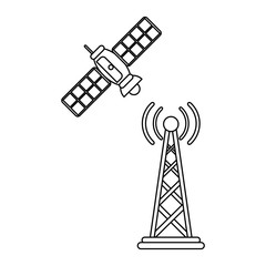 Antenna and satellite technology black and white
