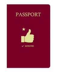 Approuvé, pouce en l'air sur un passeport