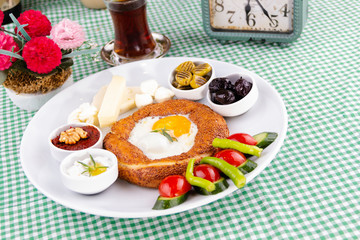 Turkish breakfast and tea - kahvalti tabagi
