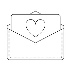 envelope with love letter black and white