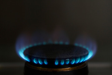 Blue flames on gas stove