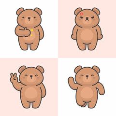 Vector set of cute bear characters