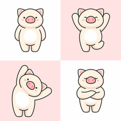 Vector set of cute pig characters