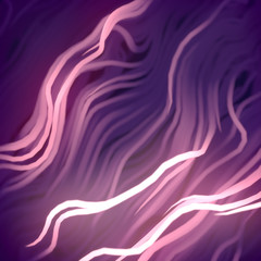 Curled wire futuristic pattern surrounded by violet mist. Abstract lines flow, psychedelic background. 3d rendering