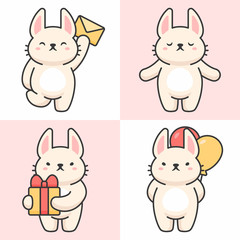 Vector set of cute rabbit characters