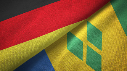 Germany and Saint Vincent and the Grenadines two flags textile cloth, fabric texture