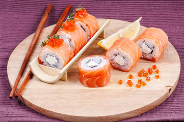 Japanese sushi with caviar